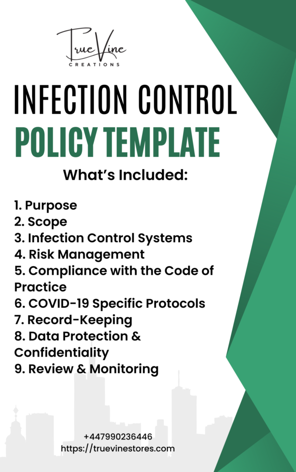 "Infection Control Policy Template for care services, designed to ensure compliance with healthcare regulations, including infection prevention protocols, COVID-19 policies, and GDPR-compliant data protection. Customizable and professionally crafted for residential care homes and healthcare providers."